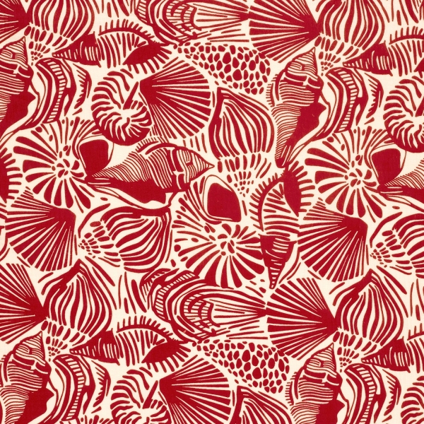 0,5m Musselin Muscheln Rot Weiss