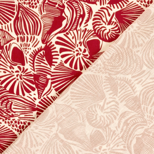 0,5m Musselin Muscheln Rot Weiss