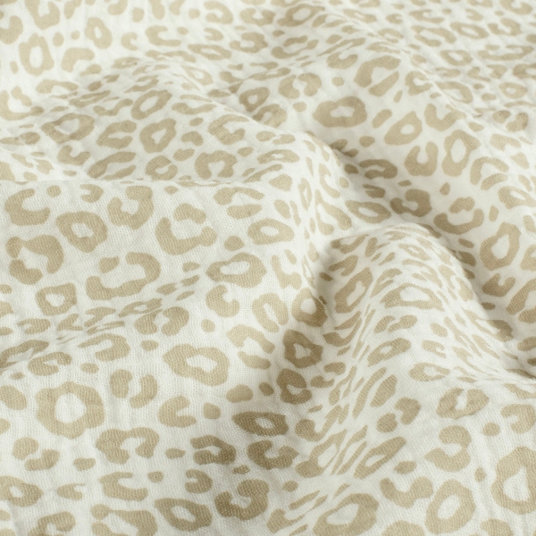 0,5m Musselin Animalprint Leo Beige Wollweiss