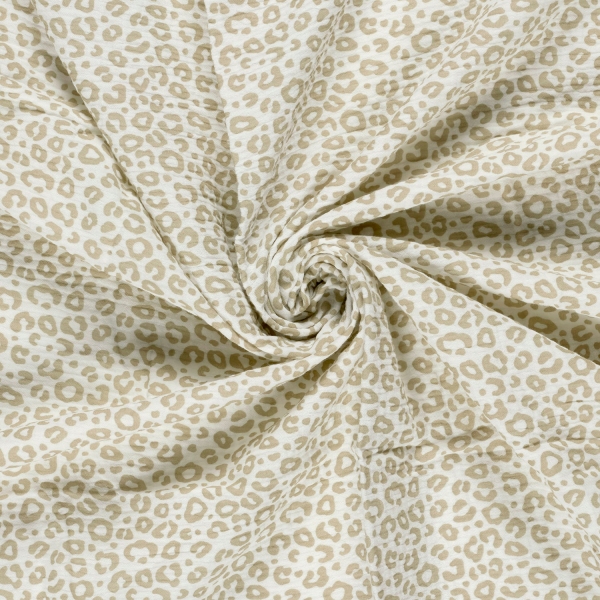 0,5m Musselin Animalprint Leo Beige Wollweiss
