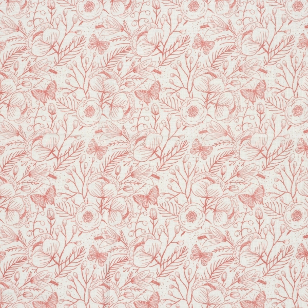 0,5m Musselin Blumen & Schmetterlinge