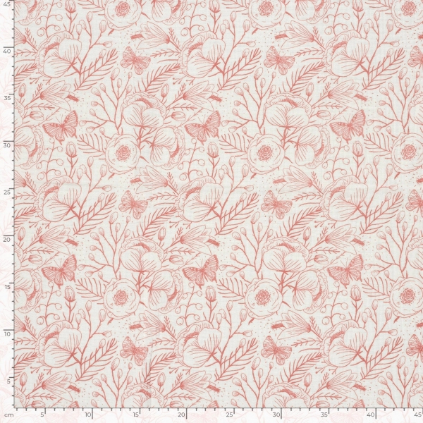 0,5m Musselin Blumen & Schmetterlinge