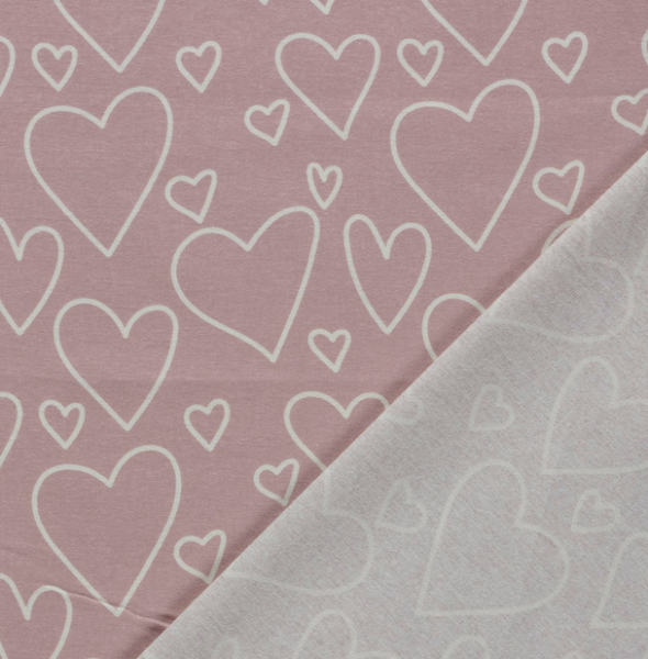0,5m Flanell Herzen Rosa