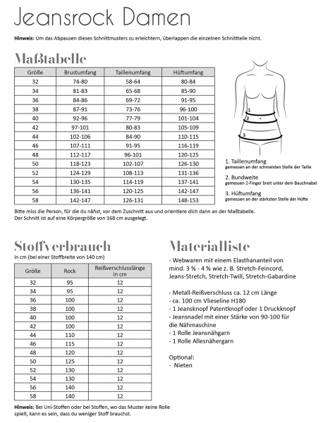 Schnittmuster Fadenkäfer Jeansrock Damen