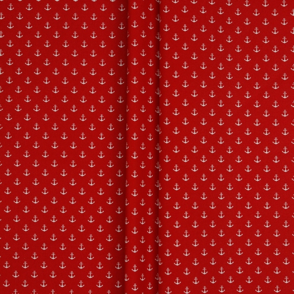 0,5m Beschichtete Baumwolle kleine Anker Rot