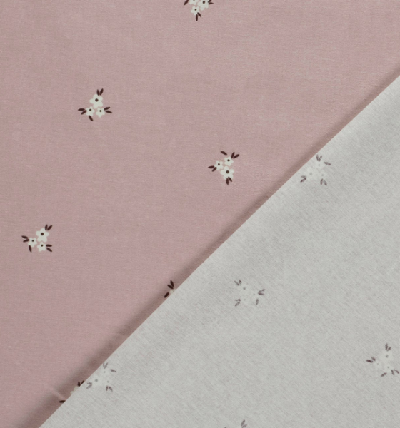 0,5m Flanell Blüten Rosa