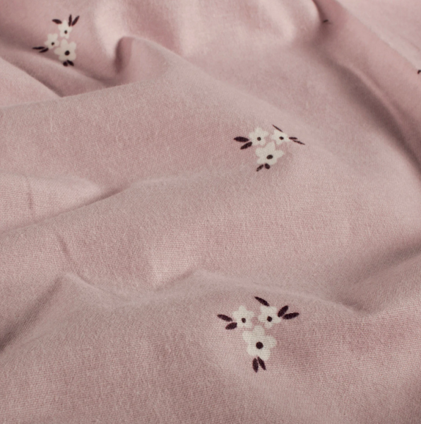 0,5m Flanell Blüten Rosa