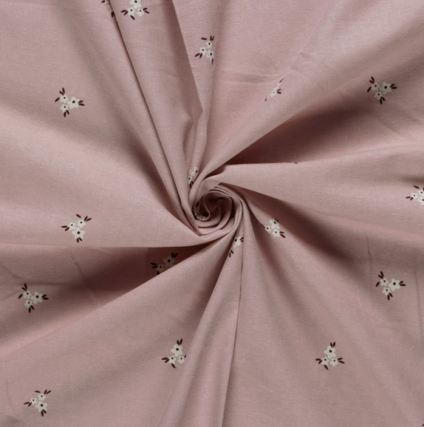 0,5m Flanell Blüten Rosa