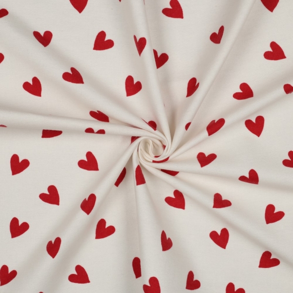 0,5m Flanell Herzen Weiss