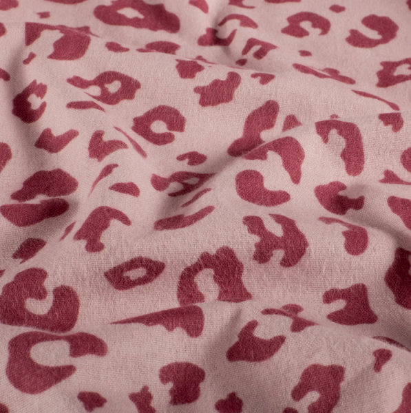 0,5m Flanell Animalprint Leo Rosa