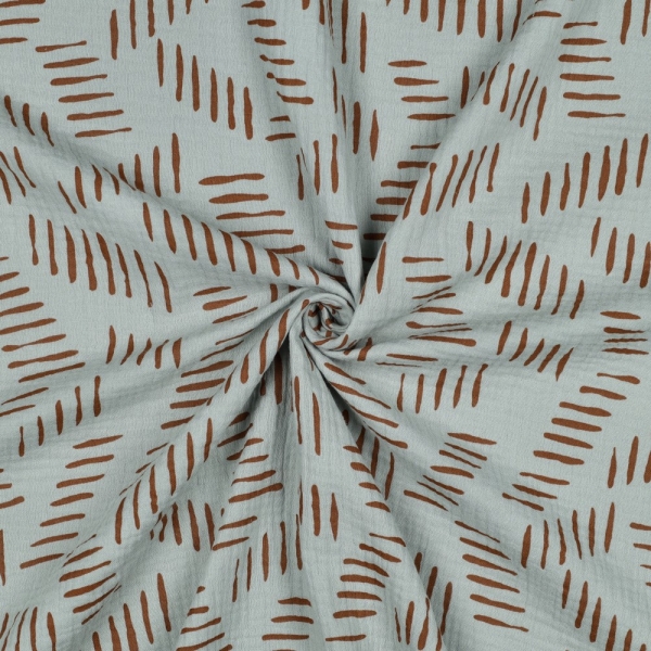 0,5m Musselin Abstrakt Nil Blau