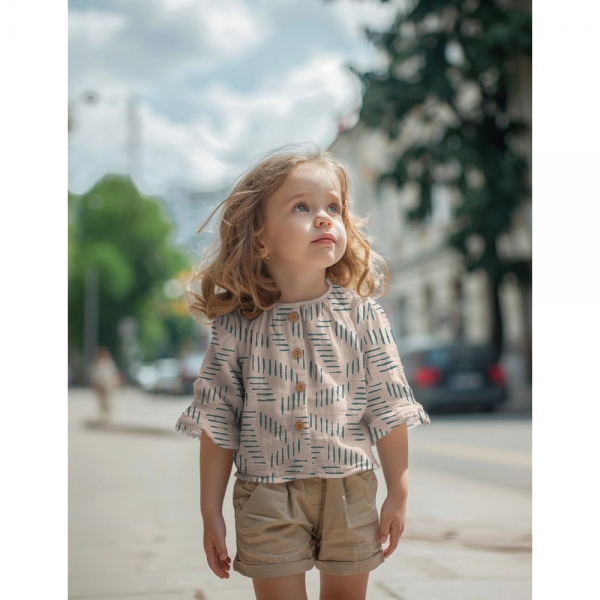 0,5m Musselin Abstrakt Nil Blau