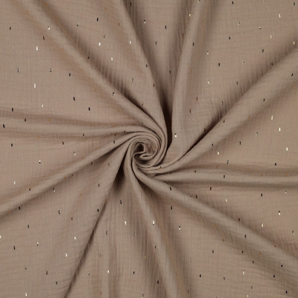0,5m Musselin Beige Glitzersprenkel Gold