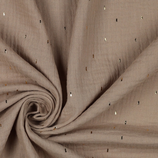 0,5m Musselin Beige Glitzersprenkel Gold