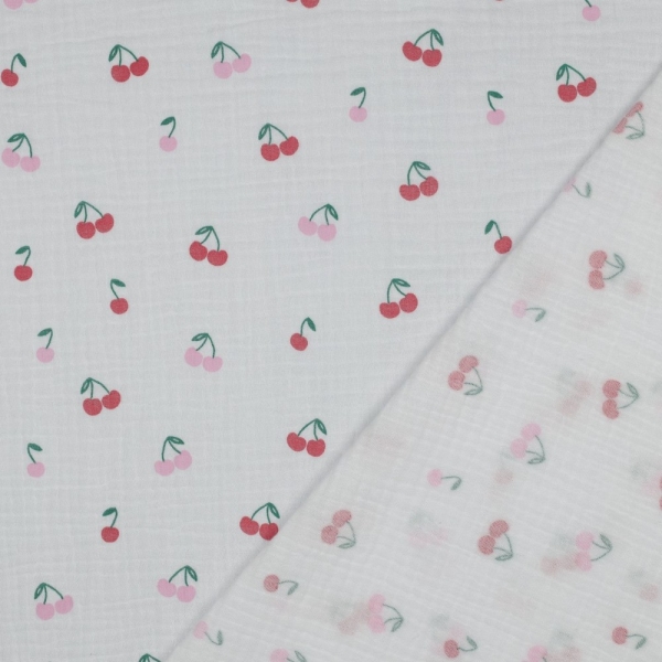 0,5m Musselin Kirschen Weiss