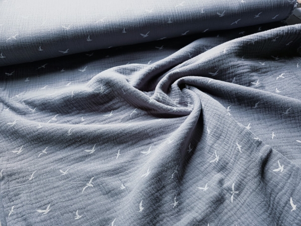 0,5m Musselin Möwen Rauchblau